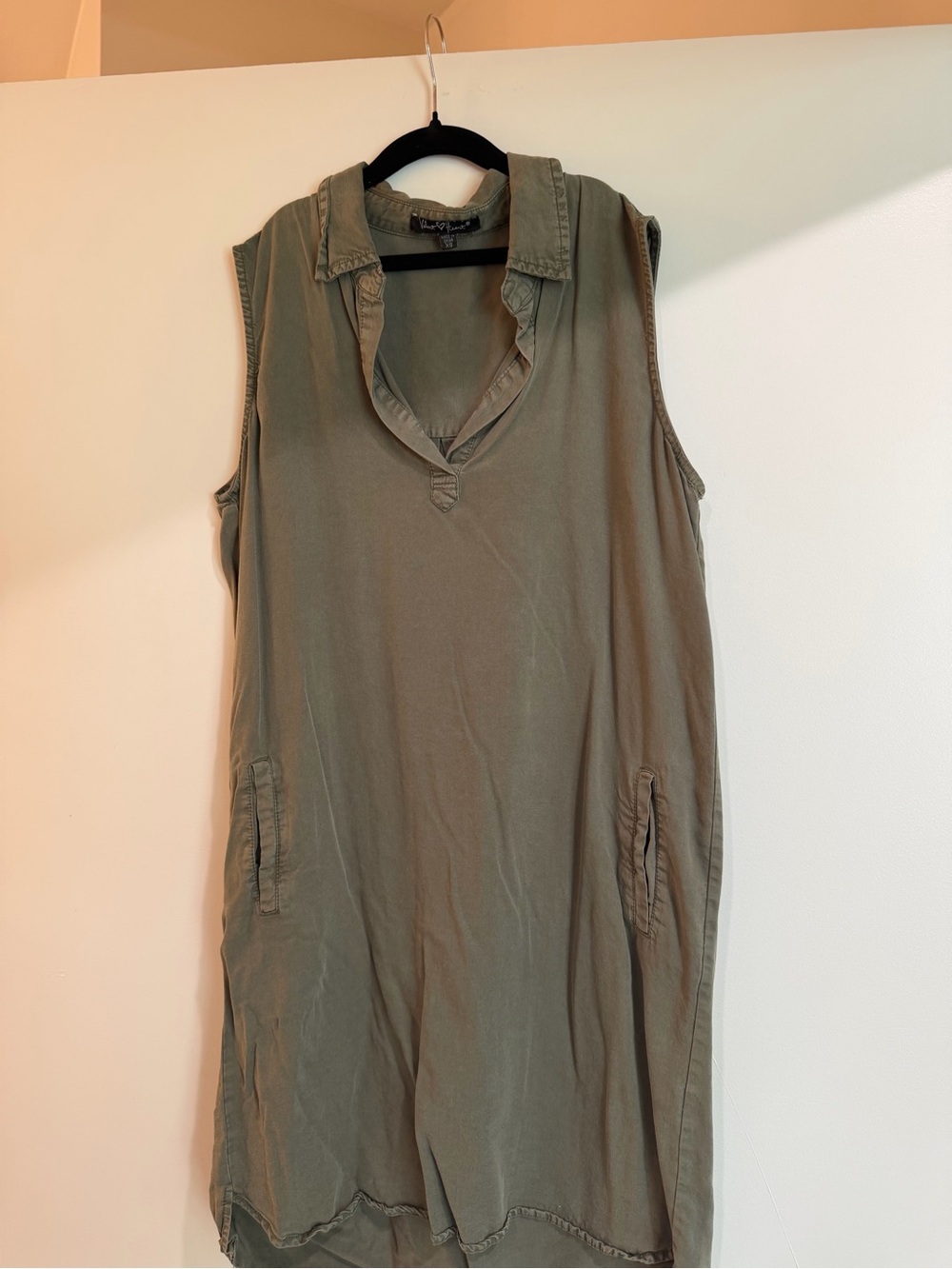 Velvet Heart Olive Green Sleeveless Shirt Dress